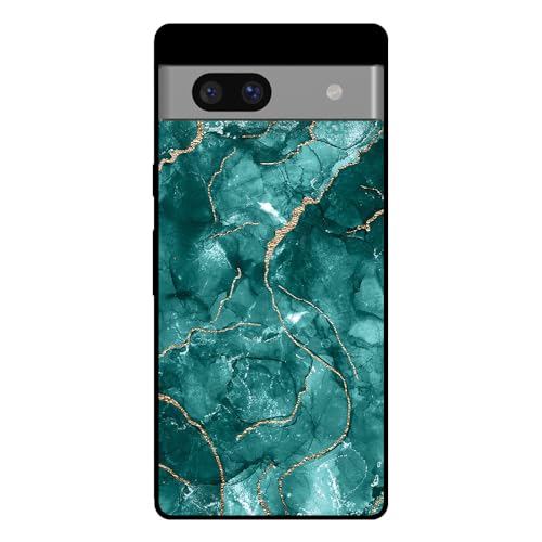 Hülle Passend für Smartphonica Handyhülle für Google Pixel 7A mit Marmor Druck - TPU Back Cover Case Marble Design - Gold Grün/Back Cover von Smartphonica