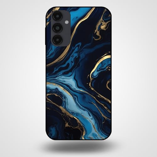 Hülle Passend für Smartphonica Handyhülle für Samsung Galaxy A14 mit Marmor Druck - TPU Back Cover Case Marble Design - Gold Blau/Back Cover von Smartphonica
