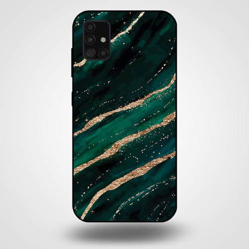 Hülle Passend für Smartphonica Handyhülle für Samsung Galaxy A51 mit Marmor Druck - TPU Back Cover Case Marble Design - Grün Gold/Back Cover von Smartphonica