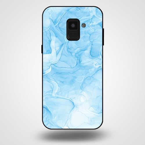 Hülle Passend für Smartphonica Handyhülle für Samsung Galaxy A8 2018 mit Marmor Druck - TPU Back Cover Case Marble Design - Hellblau / Back Cover von Smartphonica