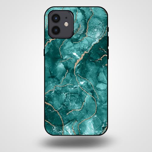 Hülle Passend für Smartphonica Handyhülle für iPhone 12/12 Pro mit Marmor Druck - TPU Back Cover Case Marmor Design - Gold Grün/Back Cover von Smartphonica