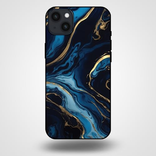 Hülle Passend für Smartphonica Handyhülle für iPhone 14 Plus mit Marmor Druck - TPU Back Cover Case Marble Design - Gold Blau/Back Cover von Smartphonica