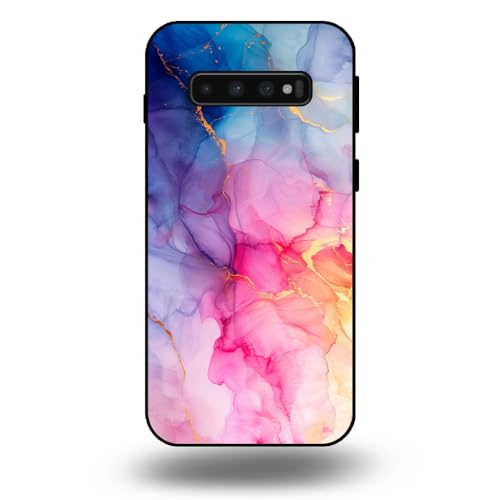 Hülle Passend für Smartphonica Handyhülle passend für Samsung Galaxy S10 Plus mit Marmor Druck - TPU Back Cover Case Marble Design - Regenbogen von Smartphonica