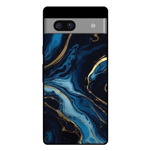 Hülle passend für Smartphonica Handyhülle für Google Pixel 7 mit Marmor Druck - TPU Back Cover Case Marble Design - Gold Blau/Back Cover von Smartphonica