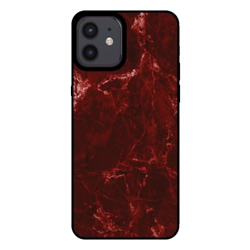 Hülle passend für Smartphonica Handyhülle für iPhone 12/12 Pro mit Marmor Druck - TPU Back Cover Case Marmor Design - Rot/Back Cover, 25-011(Q34) von Smartphonica