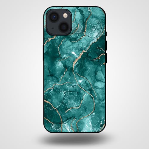 Hülle passend für Smartphonica Handyhülle für iPhone 13 mit Marmor Druck - TPU Back Cover Case Marble Design - Gold Grün/Back Cover von Smartphonica