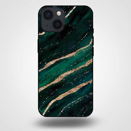 Hülle passend für Smartphonica Handyhülle für iPhone 14 mit Marmor Druck - TPU Back Cover Case Marble Design - Grün Gold/Back Cover von Smartphonica