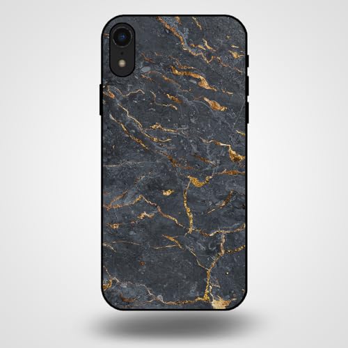 Hülle passend für Smartphonica Handyhülle für iPhone Xr mit Marmor Druck - TPU Back Cover Case Marble Design - Gold Grau/Back Cover von Smartphonica