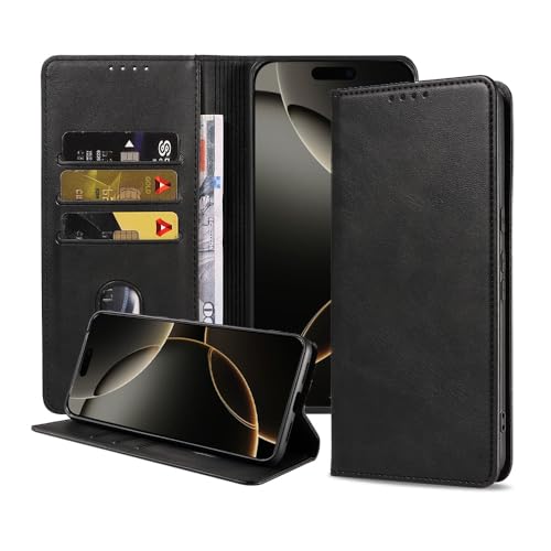Hülle passend für Smartphonica Handyhülle passend für iPhone 16 Pro Kunstleder Hülle mit Magnetverschluss und Kartenhalter Book Case mit Klappe - Schwarz/Kunstleder/Book Case Hülle passend für Smartphonica Handyhülle passend für iPhone 16 Pro Kunstleder Hülle mit Magnetverschluss und Kartenhalter Book Case mit Klappe - Schwarz/Kunstleder/Book Case von Smartphonica