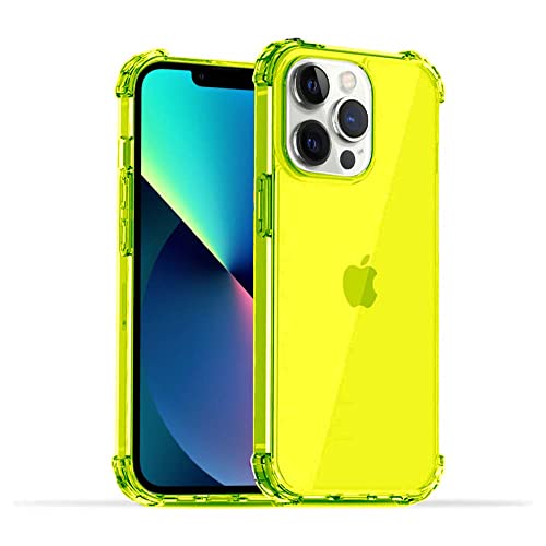 Hülle passend für Smartphonica iPhone 13 Pro Max transparent stoßfest Silikon Schutzhülle mit Stoßstange - Neon Gelb/Back Cover von Smartphonica