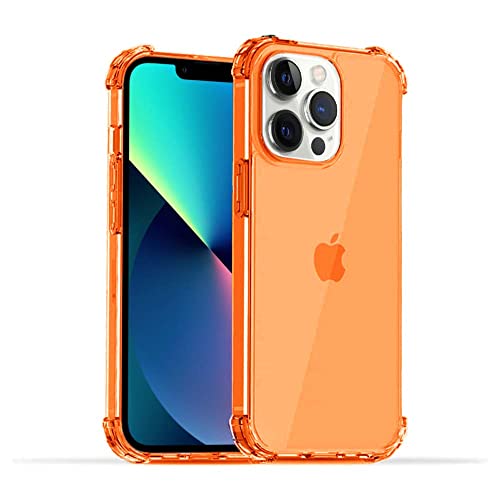 Hülle passend für Smartphonica iPhone 13 Pro Transparent stoßfest Silikon Hülle mit Stoßstange - Orange/Back Cover von Smartphonica