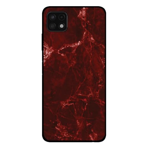 Smartphonica Handyhülle für Samsung Galaxy A22 5G Hülle Marmor Druck - TPU Back Cover Case Marble Design - Rot/Back Cover von Smartphonica