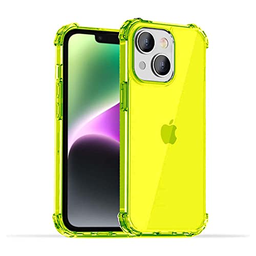 Smartphonica iPhone 14 Plus Hülle Transparent Stoßfest Silikon Case mit Stoßfänger Hülle - Neon Gelb/Back Cover von Smartphonica