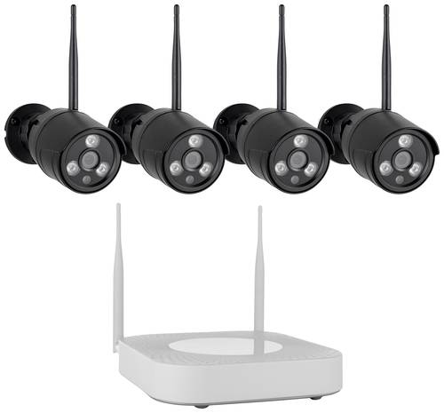 Smartwares CMS-30300 CMS-30300 Funk, WLAN IP-Funk-Überwachungs-Set mit 4 Kameras 1920 x 1080 Pixel von Smartwares