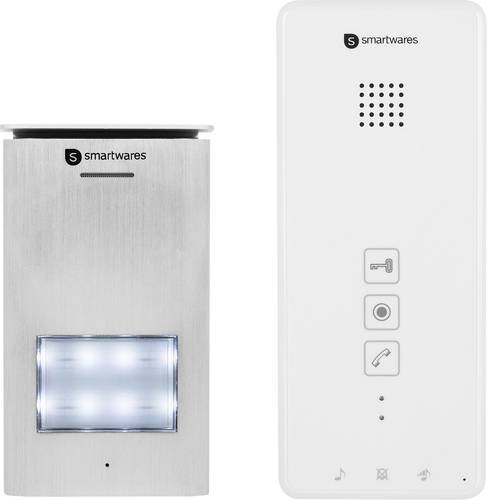 Smartwares DIC-21112 Türsprechanlage 2-Draht Komplett-Set 1 Familienhaus Silber, Weiß von Smartwares