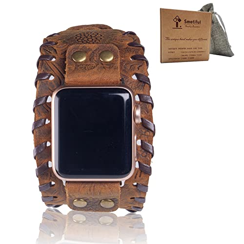 Smatiful Bangle Wrists Straps with Box Set for UK Men, Adjustable Replacement Strap for Apple Watch 38mm & 40mm Series 1 2 3 4 5 6 SE, Dark Brown Pattern von Smatiful