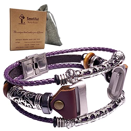 Smatiful Fancy Charge 5 Stylish Strap,Adjustable Replacement Bohemian Style Watchband for Fitbit Charge 5 Stylish, Plum Lavender Purple von Smatiful