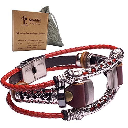 Smatiful Luxe Stylish Sparkle Bracelets Strap with Box Sets for Mens, Extender Replacement Accessory Armband with Clip Link for Fitbit Luxe Stylish Hd Activity Tracker, Red von Smatiful