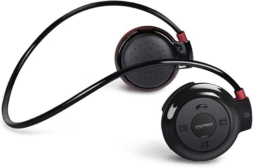 Cootree Kabellose Kopfhörer Sport Headset mit eingebautem Mikrofon, Bluetooth Kopfhörer Schweißfest Hinter dem Kopf, Faltbar und in der Handtasche getragen, 16 Stunden Akkulaufzeit, Schwarz/Rot von Smatree