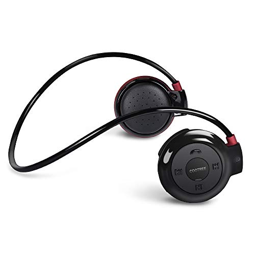 Cootree Sportkopfhörer kabellos mit integriertem Mikrofon, Bluetooth-Kopfhörer hinter dem Kopf, faltbar und tragbar, Schwarz/Rot von Smatree