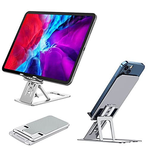 Smatree Faltbarer Handy Ständer, Verstellbarer Schreibtisch Handy Halter Tragbarer Massiver Aluminium Stand Kompatibel mit iPad Pro Air Mini 6, iPhone 13 Pro Max, 12,11 Pro, Xs Max, 8, 7, Smartphone von Smatree