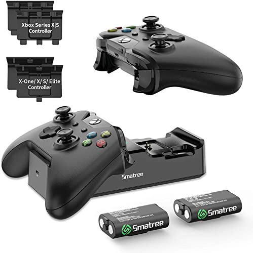 Smatree Ladestation für Xbox One-Controller, Akkus für Xbox One Controller mit Dual-Kanal-Ladegerät für Xbox One/Xbox One S/Xbox One/Xbox Series X/Xbox Series S Elite von Smatree