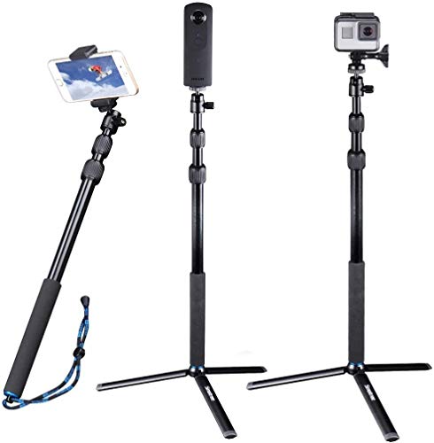 Smatree Selfie Stick mit Stativ kompatibel für Gopro Max/G-pro 10/9/8,kompatibel für Gopro 13/12/11/10/9/8/7/6/5/Session/Fusion,kompatibel für DJI OSMO Action/Kompaktkameras (1/4" Gewinde) und Handys von Smatree
