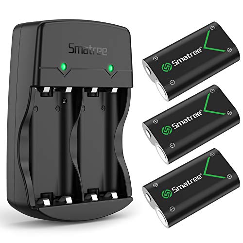 Smatree Wiederaufladbarer Akku für Controller Xbox Series X/Xbox Series S/Xbox One/Xbox One S/Xbox One X/Xbox Elite kabellos, 2000 mAh (3er-Pack) NI-MH Akkus und Ladegerät mit 2 Steckplätzen von Smatree