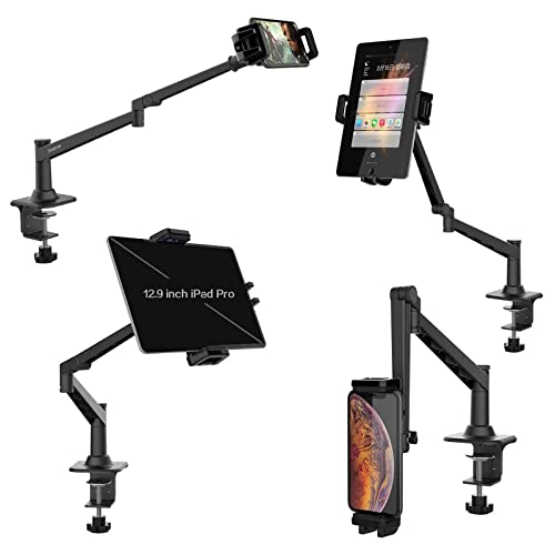 Tablet-Ständer und Handyhalter für Schreibtisch, Smatree Flexible 360 ​​° -Tablethalterung Kompatibel mit 12,9-Zoll-iPad Pro, iPad Mini/Air, iPhone 11, eBook Reader, Nintendo Switch (Schwarz) von Smatree