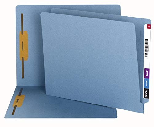 Smead 100% Recycled End Tab Fastener File Folder, 2 Fasteners, Shelf-Master Reinforced Straight-Cut Tab, Letter Size, Blue, 50 per Box (34170) von Smead