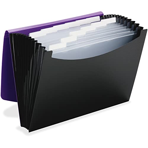 Smead Fächermappe 12 Taschen Gummizug Verschluss Briefgröße Wellenmuster Violett/Schwarz (70862) von Smead