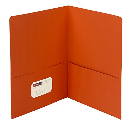Smead Schwerer Ordner mit zwei Fächern, Papierordner mit Taschen, Briefgröße, Orange, 25 Stück pro Box (87858) von Smead