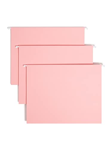 Smead Standard Hängeregistraturmappen, 25 Stück, Rosa, 1/5-Schnitt, verstellbare Tabs, Briefgröße (64066) von Smead