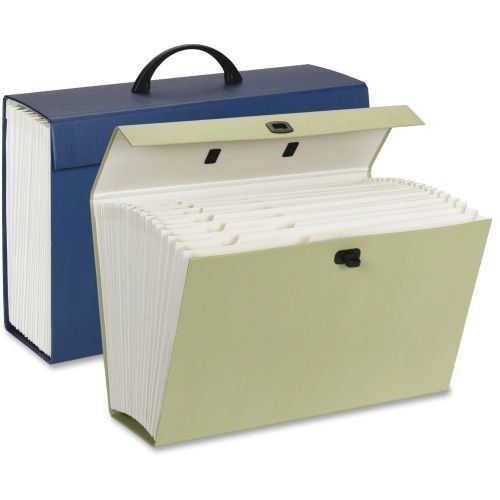 Smead Tragbare Fächerbox mit 19 Taschen, blanko Register, bedruckte Etiketten, Schnappverschluss, legale Größe, blau (70806) von Smead