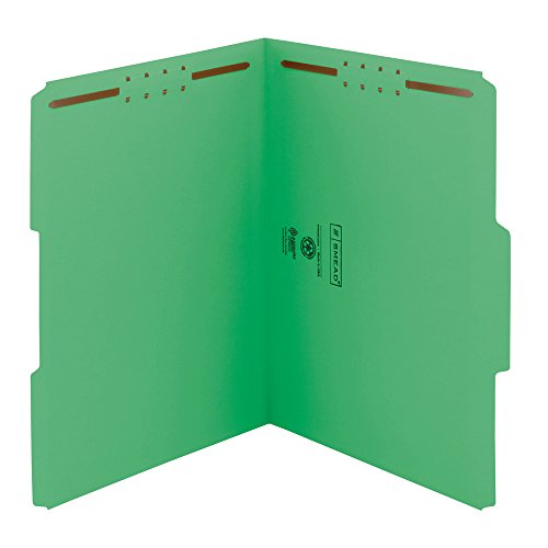 Smead WaterShed/CutLess Fastener File Folder, 2 Fasteners, Reinforced 1/3-Cut Tab, Letter Size, Green, 50 per Box (12142) von Smead