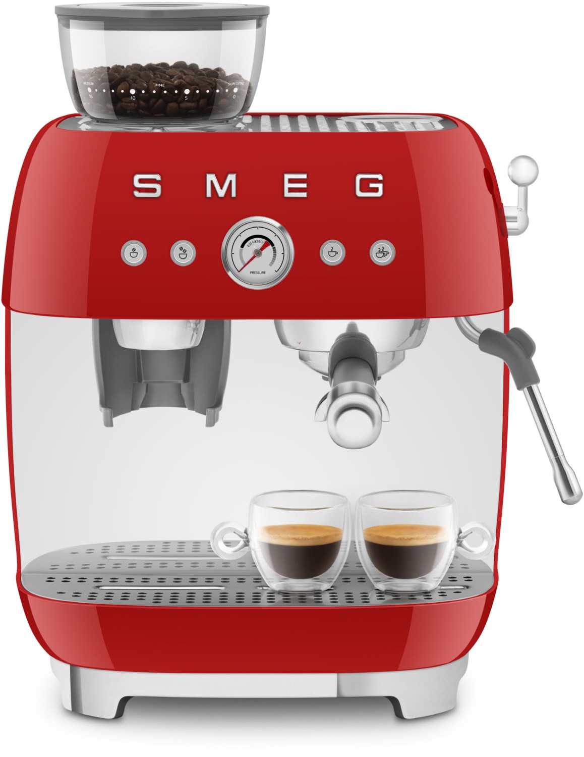 Smeg Espressomaschine EGF03RDEU mit integriertem Mahlwerk rot von Smeg
