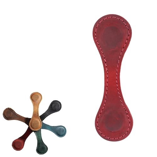 Vintage Deko Bookmark, Magnetische Lesezeichen aus Leder, Personalisierte Seitenmarkierungen Geschenk, Doppelseitig Magnetische Clips, Unverzichtbare Modeprodukte für Leser(Rot) von Smilbaley