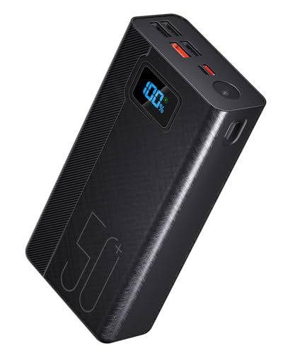 50000mAh Power Bank：22.5W Schnellladung Externer Akku mit Große Kapazität und 5 Ausgänge & 3 Eingänge-Schwarz Radio von Smileader