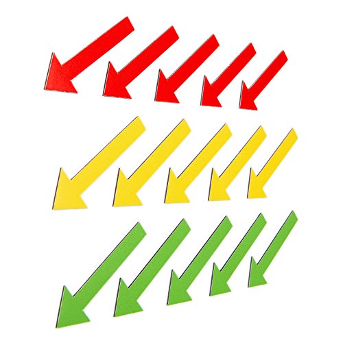 SMILEYBOARD - Bunte Magnet-Pfeile - 15 Stück - 6 cm lang - Farben: rot - gelb - grün von Smileyboard