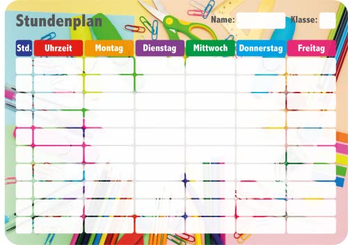 SMILEYBOARD Magnetischer Stundenplan abwischbar - Bunte Magnettafel für die Schule - für Kinder und Jugendliche von Smileyboard