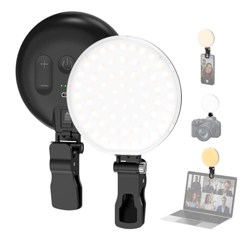 Smiling Shark Camera Foto Licht, Tragbar Video Licht mit Clip 2500mAh Wiederaufladbar Duale Farbtemperatur Dimmbar CRI 97+ Drehbar Cold Shoe Camera LED Fill Light für Live Tablet Laptop Handy Smiling Shark Camera Foto Licht, Tragbar Video Licht mit Clip 2500mAh Wiederaufladbar Duale Farbtemperatur Dimmbar CRI 97+ Drehbar Cold Shoe Camera LED Fill Light für Live Tablet Laptop Handy von Smiling Shark