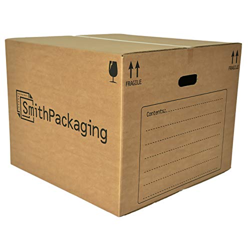 SmithPackaging Umzugskartons, extragroß, doppelwandig, 53 x 53 x 41 cm, mit Tragegriffen und Raumliste, 5 Stück von SmithPackaging