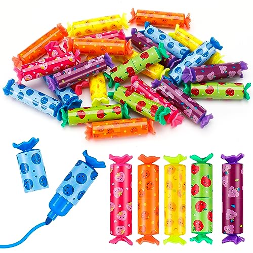 24 Stück Mini Textmarker, Süße Bonbon Textliner Stifte für Kinder Schüler - 6 Farben, lustige Schreibwaren Highlighter Schule Mitgebsel-Füllungen (Fruchtstil) von Smivyhp