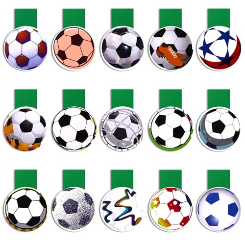 Smivyhp 15 Stück Fußball Magnetische Lesezeichen Magnet Lesezeichen Seite Marker für Jungen Mädchen Fussballfans Buchliebhaber Schüler Lehrer Geschenke von Smivyhp