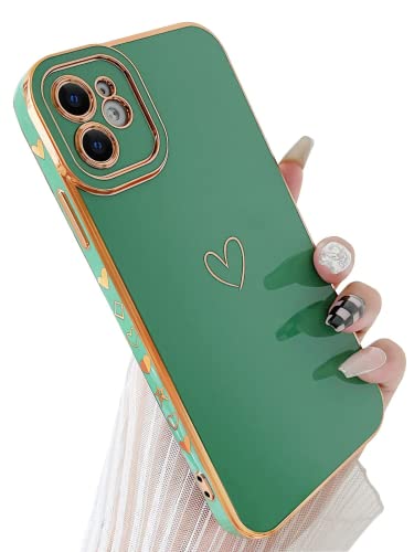 SmoBea Kompatibel mit iPhone 11 Hülle,Herzmuster Süße Mädchen für Frauen Überzug Hülle,Weiche TPU Vollständige Kamera Stoßfeste Schutzhülle für iPhone 11 6,1 Zoll（Grün）. von SmoBea