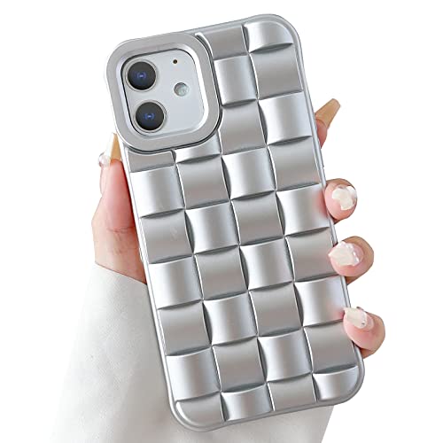 SmoBea Kompatibel mit iPhone 12 Hülle 6,1 Zoll, Luxus 3D Gewebtes Muster Silikon Handyhülle, Gitter Weiches TPU Stoßfest & Anti-Kratz-Rückseite für iPhone 12 (Silber) von SmoBea