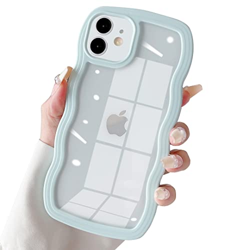 SmoBea für iPhone 11 Hülle, Damen Nette Transparente große Welle Handyhülle, Schön Große Welle Wave Formen [PC Material Rand] Kratzfest, Stoßfest, Transparente handyhülle(LightBlue). von SmoBea