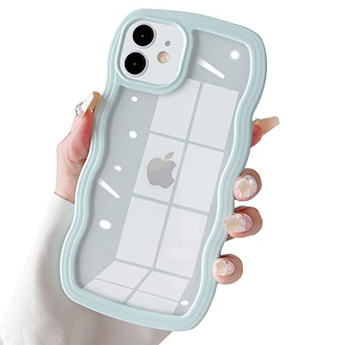 SmoBea für iPhone 12/iPhone 12 Pro Hülle, Damen Nette Transparente große Welle Handyhülle, Schön Große Welle Wave Formen [PC Material Rand] Kratzfest, Stoßfest, Transparente handyhülle(LightBlue). von SmoBea