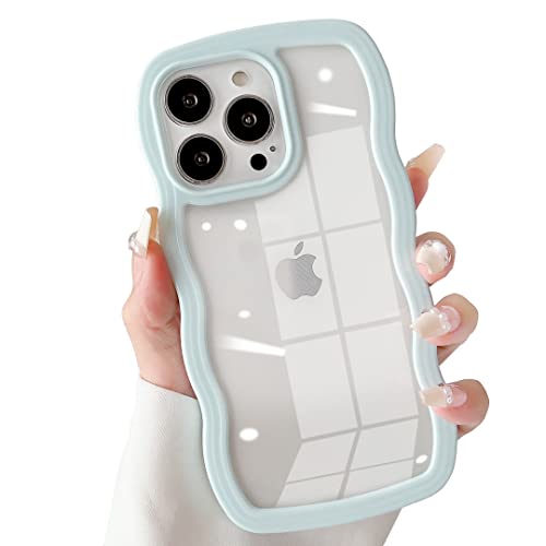 SmoBea für iPhone 13 Pro Hülle, Damen Nette Transparente große Welle Handyhülle, Schön Große Welle Wave Formen [PC Material Rand] Kratzfest, Stoßfest, Transparente handyhülle(LightBlue). von SmoBea