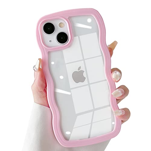 SmoBea für iPhone 14/iPhone 13 Hülle, Damen Nette Transparente große Welle Handyhülle, Schön Große Welle Wave Formen [PC Material Rand] Kratzfest, Stoßfest, Transparente handyhülle(Pink). von SmoBea